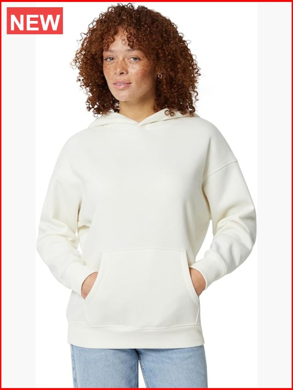 Oversized Cotton Blend Fleece Hoodie with Kangaroo Pocket